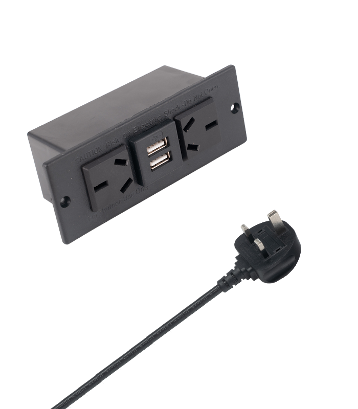 Australian Standard Two Position Plug + Dual USB