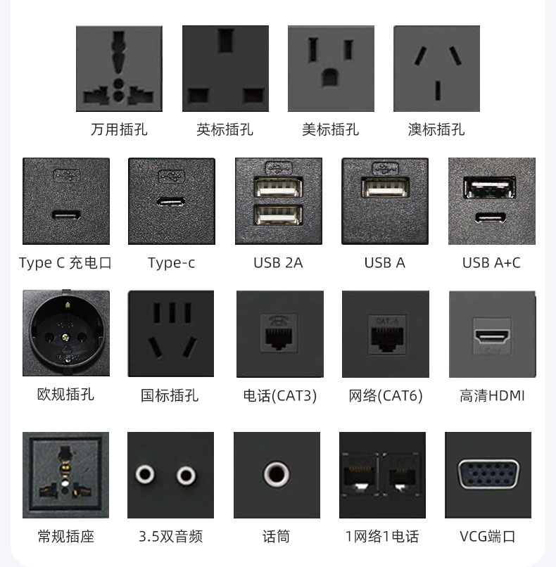 American two-position plug + USB